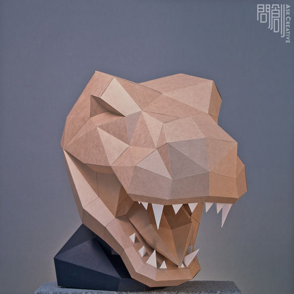 Askcreative DIYペーパークラフトマスクシリーズ - ティラノサウルス・レックス 3枚目の画像