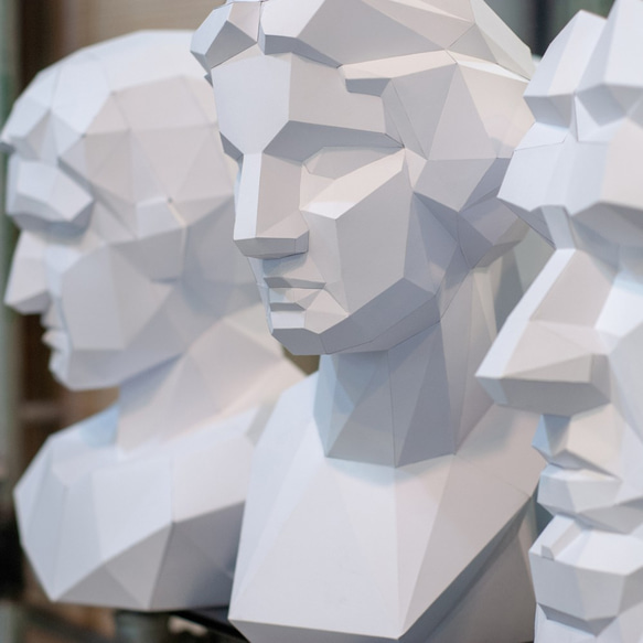 DIY手作3D紙模型 石膏像雕塑系列 - 魯修斯大角面 (3色可選) 第6張的照片