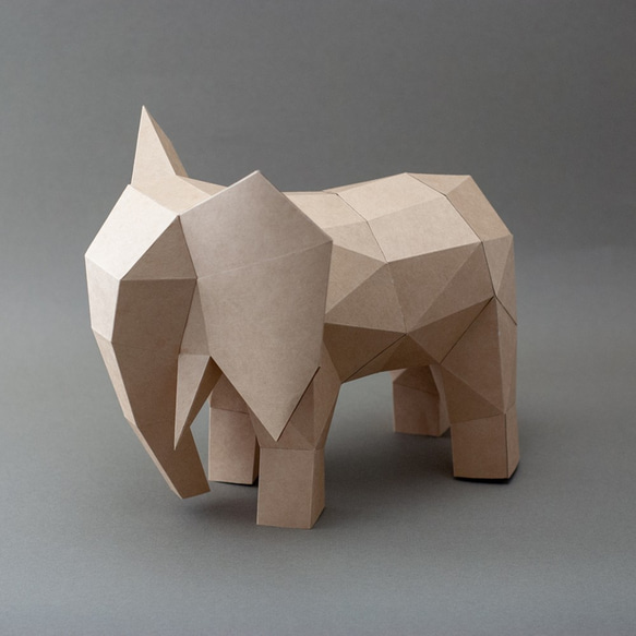 DIY手作3D紙模型擺飾 小動物系列 - 大象 (4色可選) 第2張的照片