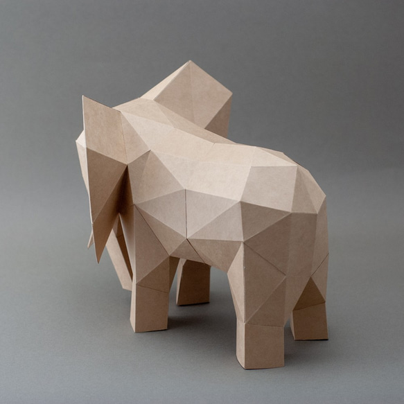 DIY手作3D紙模型擺飾 小動物系列 - 大象 (4色可選) 第3張的照片