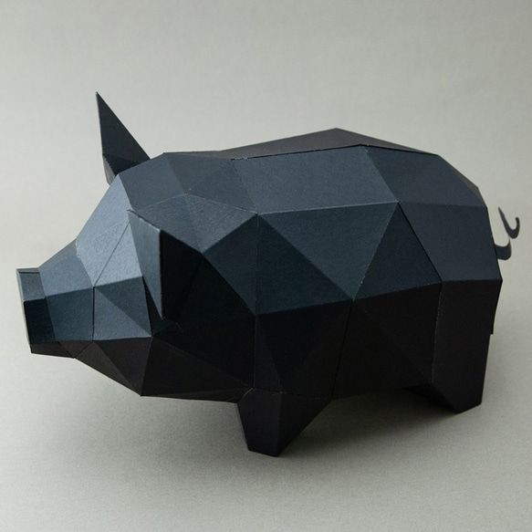 DIY手作3D紙模型擺飾 小動物系列 - 小豬 (4色可選) 第2張的照片