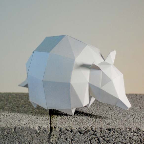 DIY手作3D紙模型擺飾 小動物系列 - 犰狳 (4色可選) 第1張的照片