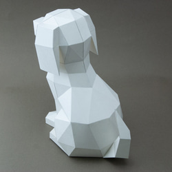 DIY手作3D紙模型擺飾 狗狗系列 - 坐挺挺的拉布拉多 (4色可選) 第3張的照片