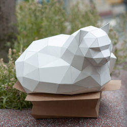 DIY手作3D紙模型擺飾 胖貓系列 - 紙箱胖貓 (3色可選) 第7張的照片