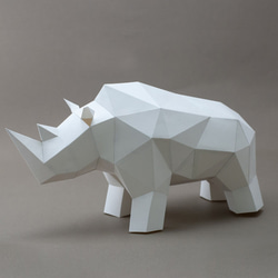 DIY手作3D紙模型擺飾 小動物系列 - 犀牛 (4色可選) 第3張的照片