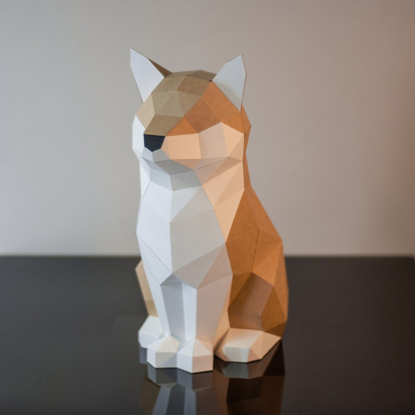 DIY 手作り 3D ペーパーモデル装飾犬シリーズ-ツンデレ属性チャイチャイ (4 色オプション) 1枚目の画像