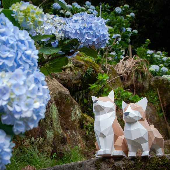 DIY 手作り 3D ペーパーモデル装飾犬シリーズ-ツンデレ属性チャイチャイ (4 色オプション) 5枚目の画像