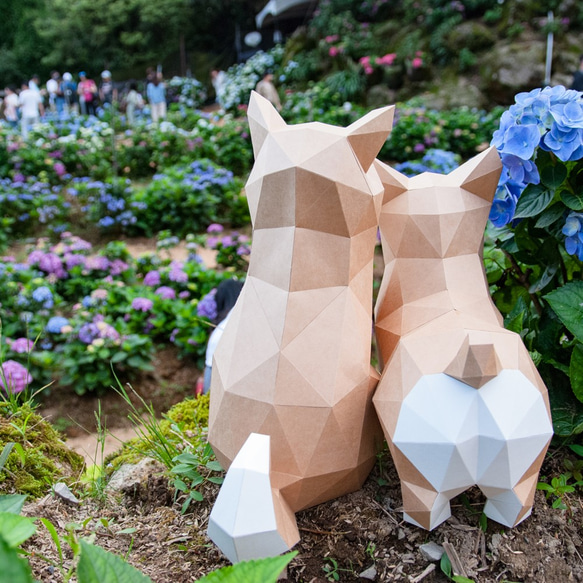 DIY 手作り 3D ペーパーモデル装飾犬シリーズ-ツンデレ属性チャイチャイ (4 色オプション) 7枚目の画像