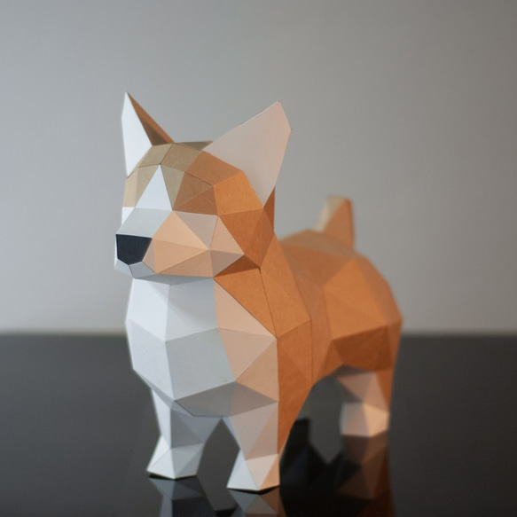 DIY 手作りの 3D ペーパー モデルの装飾犬シリーズ - 短い足とお尻のコーギー (4 色オプション) 1枚目の画像