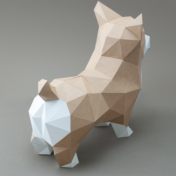 DIY 手作りの 3D ペーパー モデルの装飾犬シリーズ - 短い足とお尻のコーギー (4 色オプション) 4枚目の画像