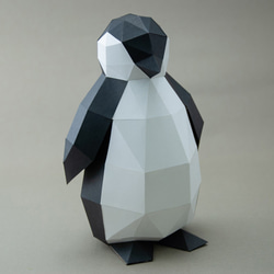 DIY手作3D紙模型擺飾 小動物系列 - 極地企鵝寶寶(可加購冰山) 第3張的照片