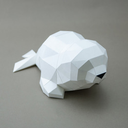 DIY手作3D紙模型擺飾 小動物系列 - 極地湯圓小海豹(可加購冰山) 第3張的照片