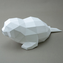 DIY手作3D紙模型擺飾 小動物系列 - 極地湯圓小海豹(可加購冰山) 第4張的照片