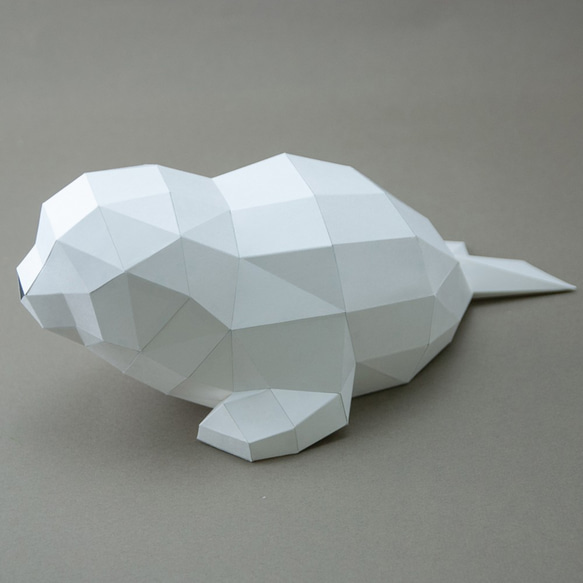 DIY 手作り 3D ペーパーモデルオーナメント小動物シリーズ - 極もちおにぎりベビーアザラシ (氷山はアドオンとして購入可能 4枚目の画像