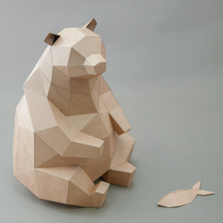 DIY手作り3Dペーパーモデルデコレーション小動物シリーズ-ぽっちゃりヒグマ（4色オプション） 2枚目の画像