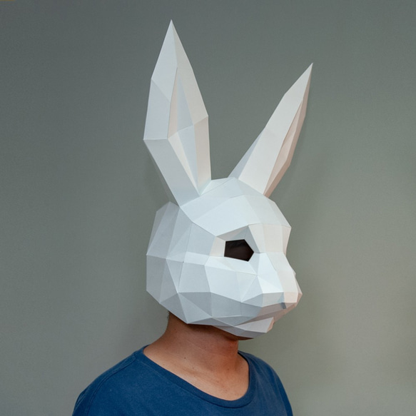 DIY手作3D紙模型擺飾 面具系列 - 兔子面具 (大人款)(3色可選) 第1張的照片