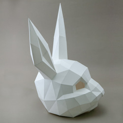 DIY手作3D紙模型擺飾 面具系列 - 兔子面具 (大人款)(3色可選) 第3張的照片