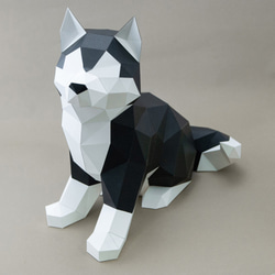 DIY 手作り 3D ペーパーモデル装飾犬シリーズいたずらでかわいいハスキー (3 色オプション) 3枚目の画像