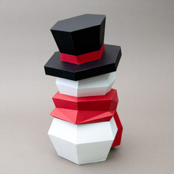 DIY手作3D紙模型擺飾 聖誕節/節慶系列 - 高筒帽雪人 第4張的照片