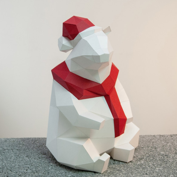 DIY手作3D紙模型擺飾 聖誕節/小動物系列 - 聖誕北極熊 第1張的照片