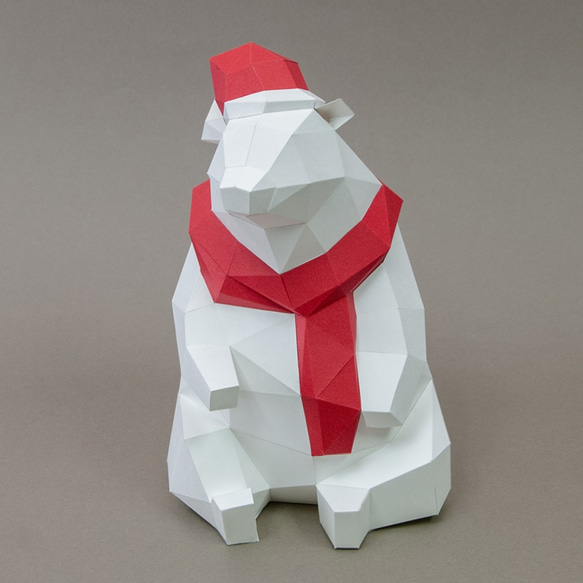 DIY手作3D紙模型擺飾 聖誕節/小動物系列 - 聖誕北極熊 第3張的照片