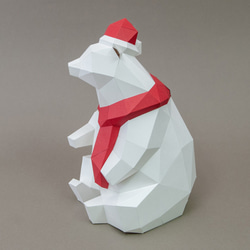 DIY手作3D紙模型擺飾 聖誕節/小動物系列 - 聖誕北極熊 第4張的照片