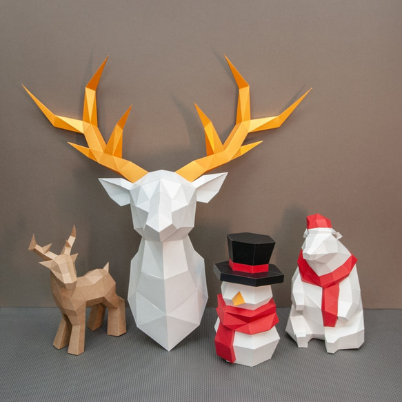 DIY手作3D紙模型擺飾 聖誕節/小動物系列 - 聖誕北極熊 第6張的照片