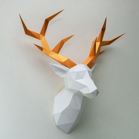 DIY 手作り 3D ペーパー モデル デコレーション クリスマス/ファンタジー シリーズ - 鹿の壁の装飾 2枚目の画像