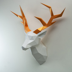 DIY 手作り 3D ペーパー モデル デコレーション クリスマス/ファンタジー シリーズ - 鹿の壁の装飾 3枚目の画像