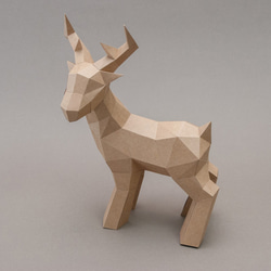 DIY手作り3Dペーパーモデルデコレーションクリスマス/小動物シリーズ-若い鹿 4枚目の画像