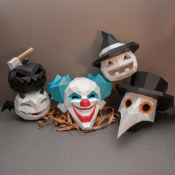 問創Askcreative DIYペーパークラフト手作3D紙模型 禮物 頭套 面具系列 - 小丑面具 第4張的照片