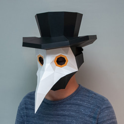 問創Askcreative DIYペーパークラフト手作3D紙模型擺飾 禮物 頭套 面具系列 - 瘟疫醫生鳥嘴面具 第1張的照片