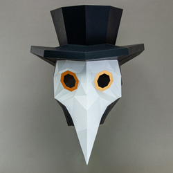問創Askcreative DIYペーパークラフト手作3D紙模型擺飾 禮物 頭套 面具系列 - 瘟疫醫生鳥嘴面具 第2張的照片