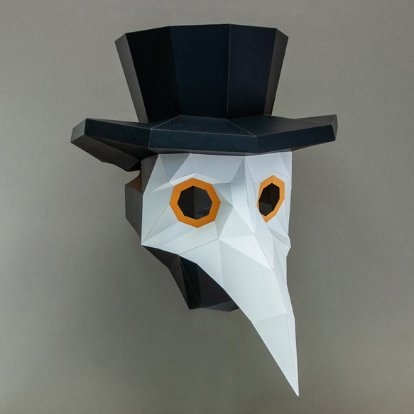 問創Askcreative DIYペーパークラフト手作3D紙模型擺飾 禮物 頭套 面具系列 - 瘟疫醫生鳥嘴面具 第3張的照片