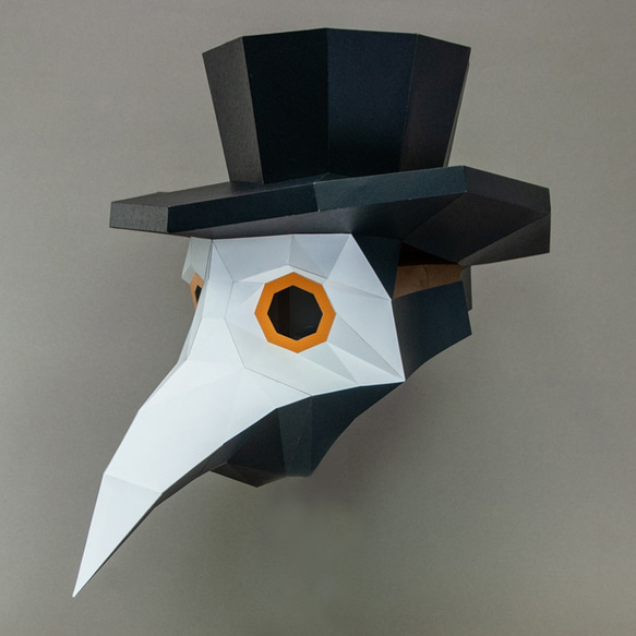 問創Askcreative DIYペーパークラフト手作3D紙模型擺飾 禮物 頭套 面具系列 - 瘟疫醫生鳥嘴面具 第4張的照片