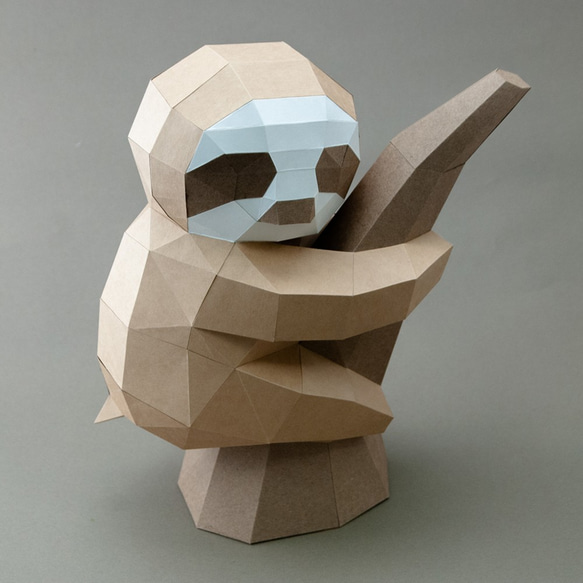 DIY 手作り 3D ペーパーモデル装飾壁装飾小動物シリーズ - Lazy Sloth 2枚目の画像