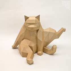問創Askcreative DIYペーパークラフト猫りシリーズー足を伸ばす猫 第4張的照片