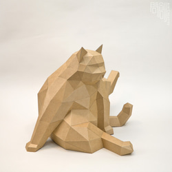 問創Askcreative DIYペーパークラフト猫りシリーズー足を伸ばす猫 第6張的照片