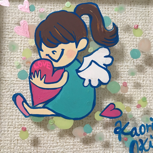 アクリル板アート 原画一点物 「love」 イラスト アクリル星海岸 (沖井