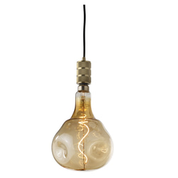 WeBulb ｜復古LED吊燈- 大凹球 / 造型燈絲燈泡+吸頂吊線燈頭[啞光鍍金] 第1張的照片