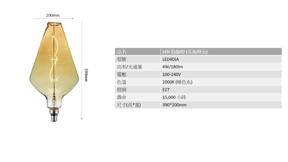 WeBulb ｜復古LED吊燈- 花瓶 / 造型燈絲燈泡+吸頂吊線燈頭[啞光鍍金] 第7張的照片