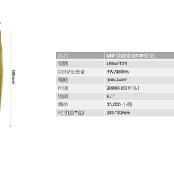 WeBulb ｜復古LED吊燈- ET25 / 造型燈絲燈泡+吸頂吊線燈頭[啞光鍍金] 第7張的照片