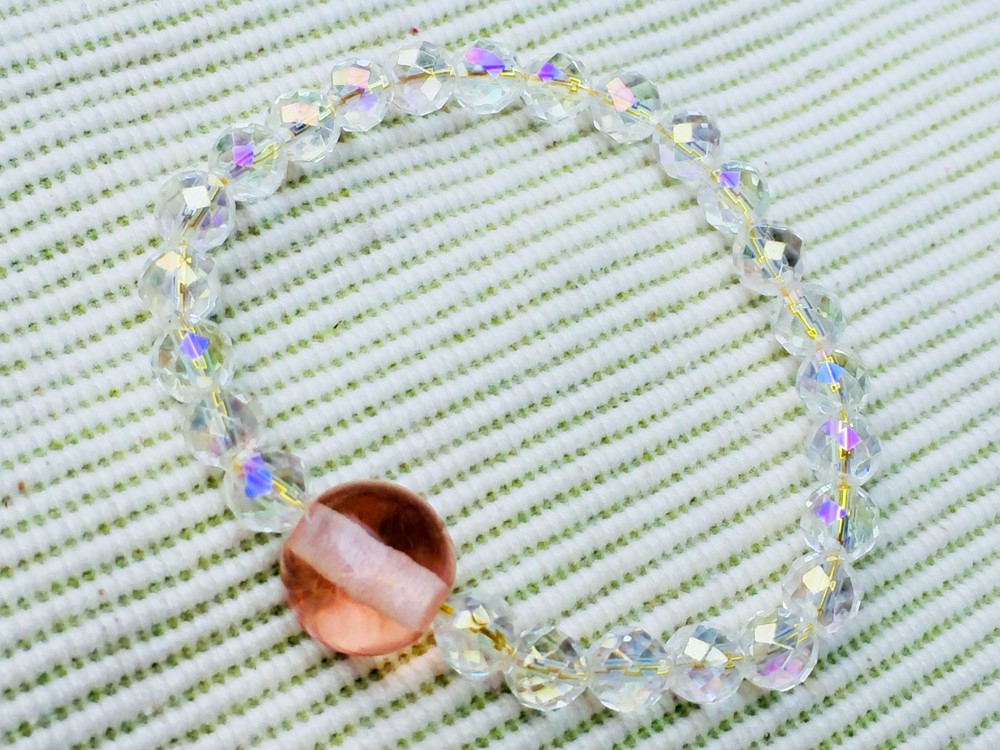 インドネシア産アンダラクリスタル　ミニブレスレット「サクヤ姫」ピンクオレンジ 4,897円