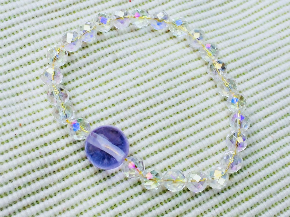 インドネシア産アンダラクリスタル　ミニブレスレット「サクヤ姫」青紫