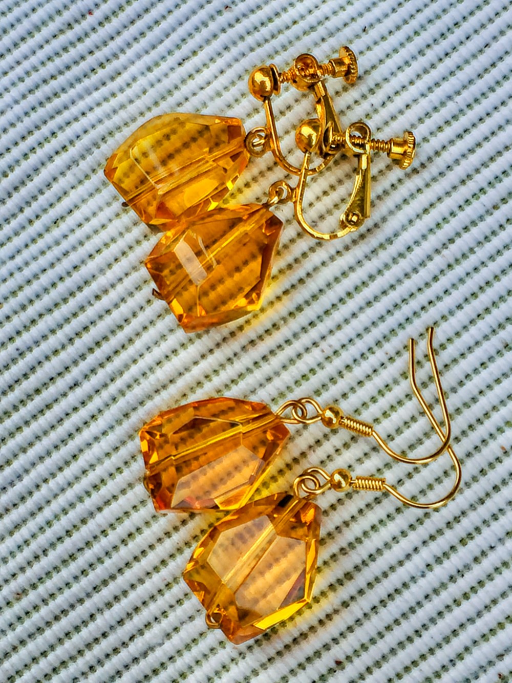 シエラネバダ産アンダラクリスタル　ピアス＆イヤリング✨　黄金の夕暮れ(⋈◍＞◡＜◍)。✧♡