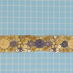 刺繍リボン 　50cm　水玉ブルー　S5-25 インド刺繍　INRIBUN5 4枚目の画像