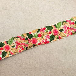 刺繍リボン 　25cm　フラワーガーデン　ベージュ　インド刺繍　INRIBUN5 6枚目の画像