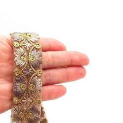 刺繍リボン 50cm　バタフライ風フラワー マロン　インド製　INRIBUN5　rib03bir 3枚目の画像