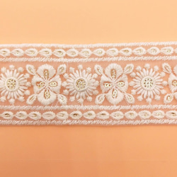刺繍リボン 　50cm　ダリア　ホワイト　S4-5　インド刺繍　INRIB5OV 3枚目の画像