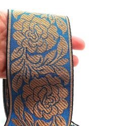 刺繍リボン 　50cm　 コッパーブラウンローズ　ブルー　KO-7　インド刺繍　INRIB5OV　新色新柄2021 3枚目の画像
